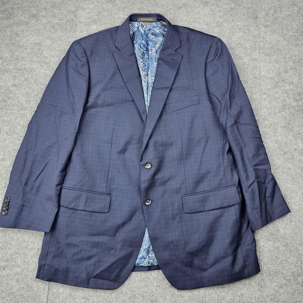 Indochino Blazer Mens 43 Blue Check Wool Cashmere Luxury Newbury Suit Career